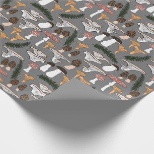 Fun Fungi Mushroom Fern Pattern Gift Wrapping Paper