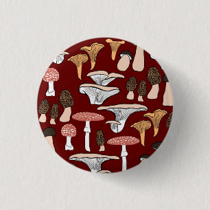 Fun Fungi Mushroom Pattern  3 Cm Round Badge