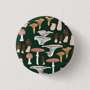 Fun Fungi Mushroom Pattern   3 Cm Round Badge