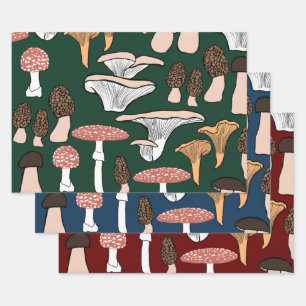 Fun Fungi Mushroom Pattern  Wrapping Paper Sheet