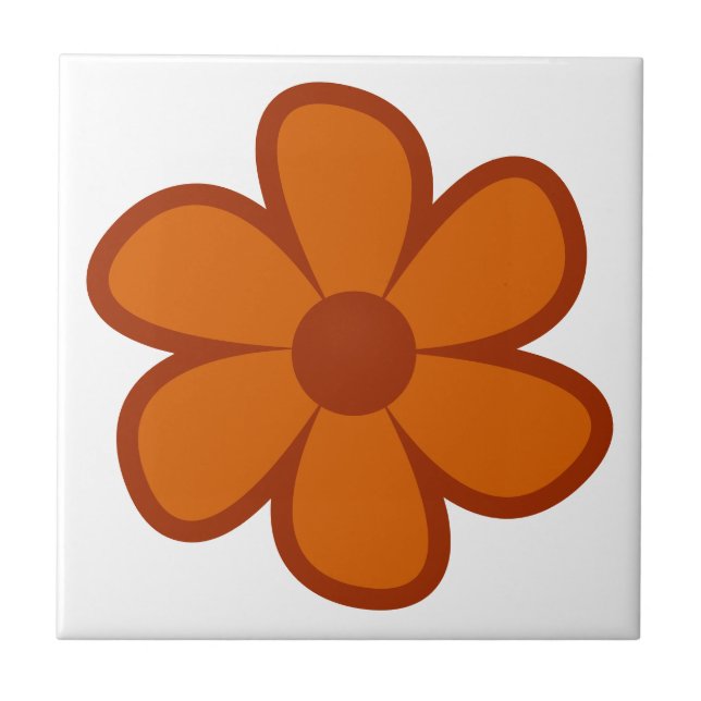 Fun Funky 60s 70s Retro Flower Ceramic Tile (Front)