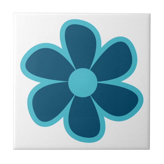 Fun Funky 60s 70s Retro Flower Ceramic Tile (Front)