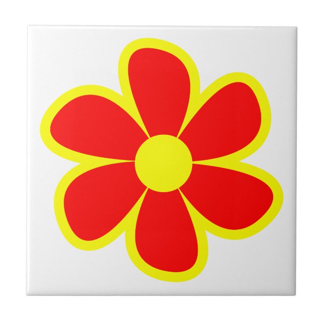 Fun Funky 60s 70s Retro Flower Ceramic Tile (Front)