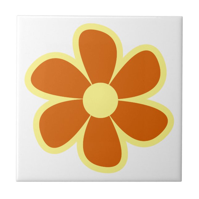 Fun Funky 60s 70s Retro Flower Ceramic Tile (Front)
