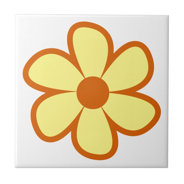 Fun Funky 60s 70s Retro Flower Ceramic Tile (Front)