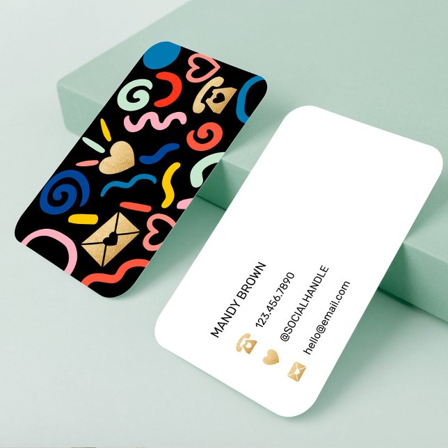 Fun & Funky Abstract Pattern Icon Black Business Card (Creator Uploaded)
