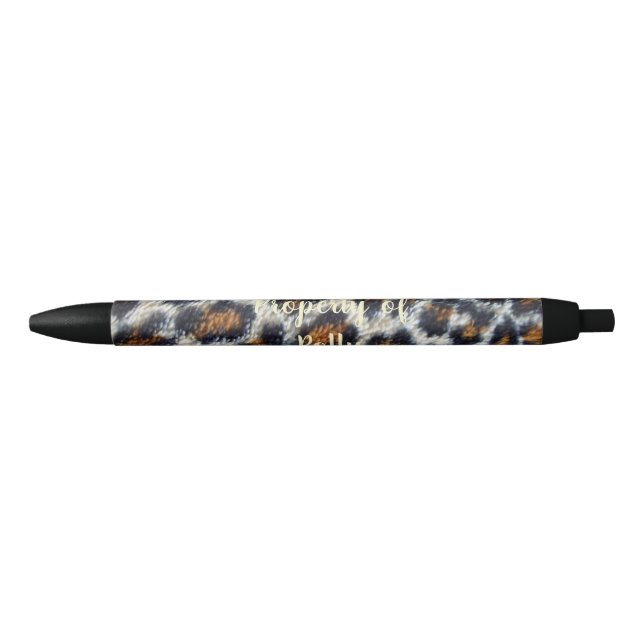 fun funky and fluffy leopard pattern black ink pen (Front)