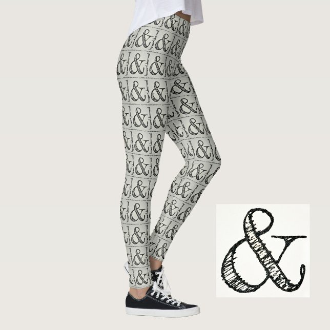 Fun Funky Black Ampersand Symbol Chic Grey Leggings (Creator Uploaded)