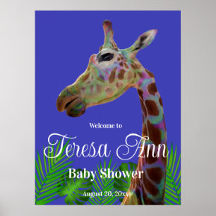 Fun funky colourful Giraffe Baby Shower  Foam Boar Poster