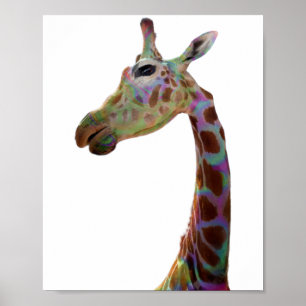 Fun funky colourful Giraffe Poster