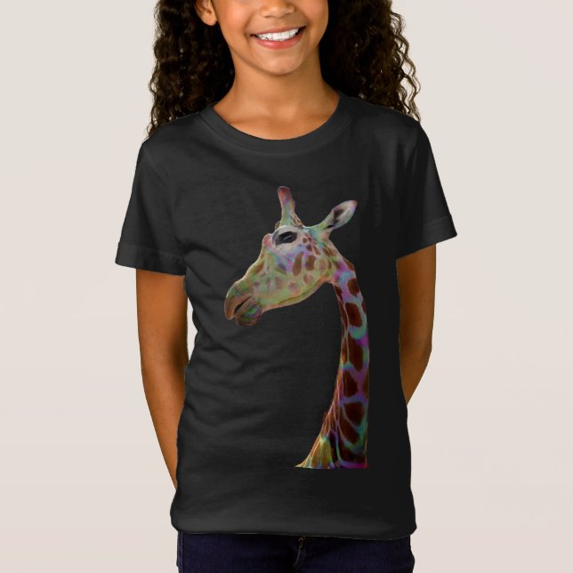 Fun funky colourful Giraffe  T-Shirt (Front)