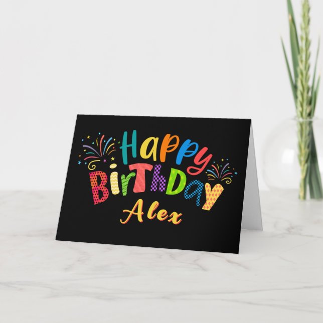 Fun Funky Dark Happy Smile Birthday Greeting Card (Front)