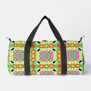 Fun & Funky Lime Green Yellow Purple & Red Duffle Bag