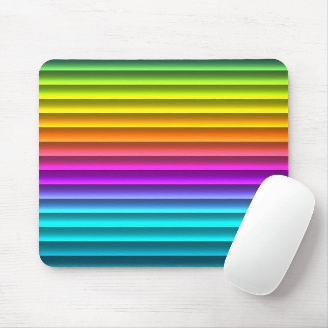 Fun Funky Modern Rainbow Stripes Pattern Mouse Mat (With Mouse)