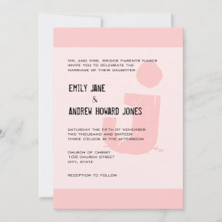 Fun & Funky Mongram Elegant Pink Silver Metallic Invitation