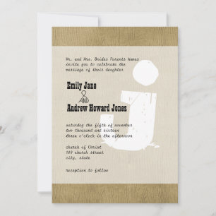 Fun & Funky Mongram Western Style Woodgrain Invitation