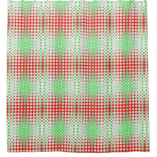 Fun, funky retro green, red, yellow pattern shower curtain