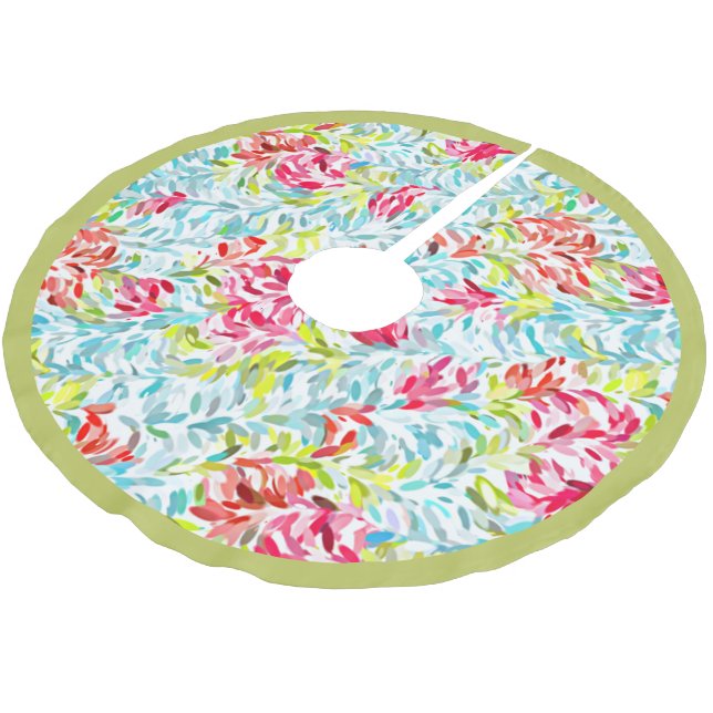 Fun Funky Summer Colours Paint Splatter Art Brushed Polyester Tree Skirt (Angled)