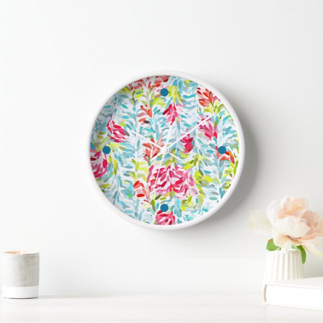 Fun Funky Summer Colours Paint Splatter Art Clock (Home)