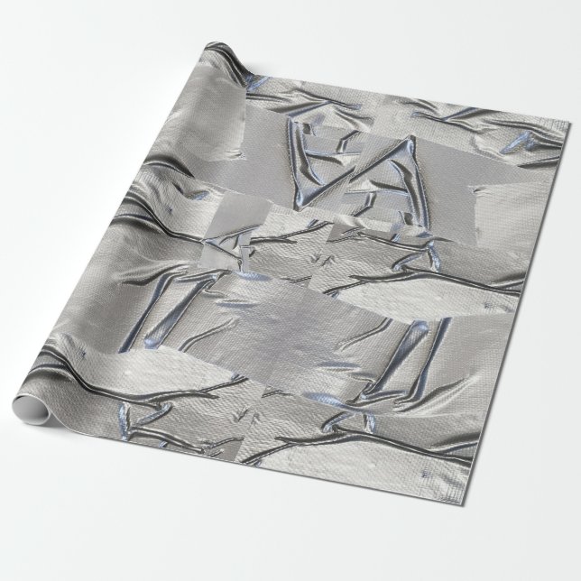 Fun Funny Duct Tape Silver Wrapping Paper (Unrolled)