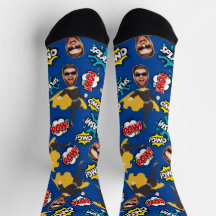 Fun & Funny For the Superhero Face Socks