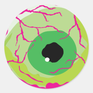 Fun  Funny Halloween Scary Cute Zombie Eyeball  Classic Round Sticker