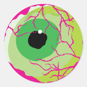 Fun Funny Halloween Scary Cute Zombie Eyeball Classic Round Sticker