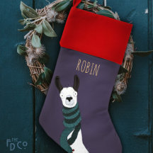 Fun Funny Llama in a Green Festive Stole | Purple
