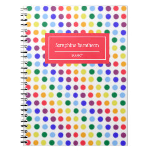 Fun Fuzzy Rainbow Dots Personalised Notebook