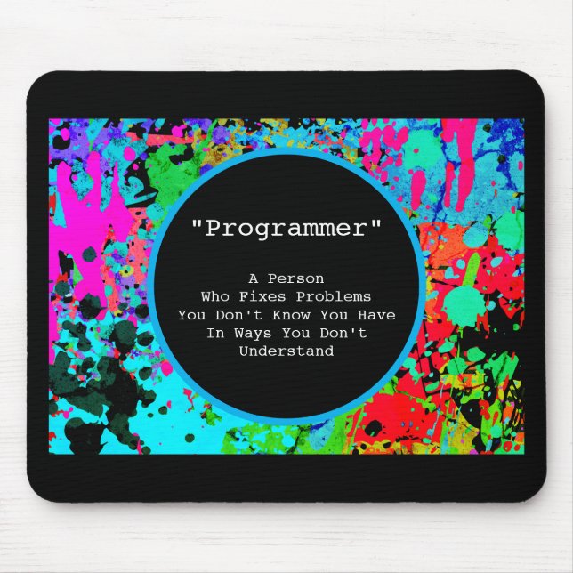 Fun Gag Gift for Programmers Abstract Splatter Art Mouse Mat (Front)