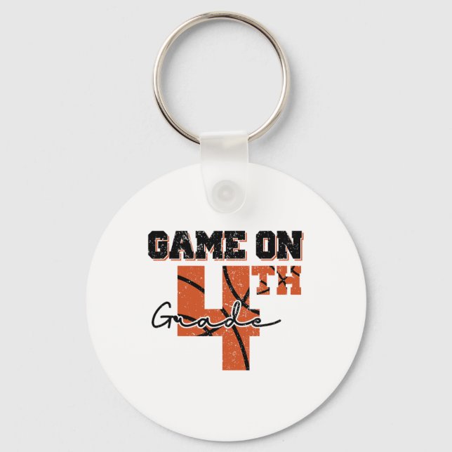 Fun Game On 4th Grade Sketll First Day Of School B Key Ring (Front)