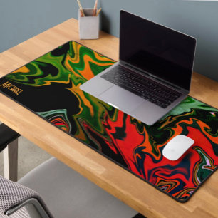 Fun Gamer Modern Abstract Retro Wave Black Desk Mat