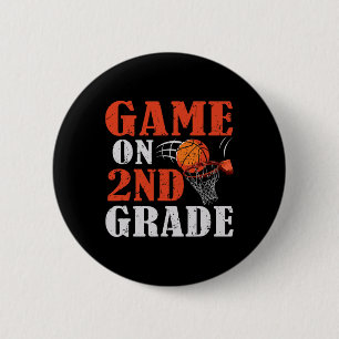Fun Games On 2nd Grade Basketball Back To School F 6 Cm Round Badge