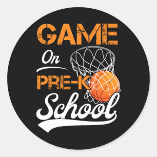 Fun Games On Pre-k Basketball First Day Of School Classic Round Sticker