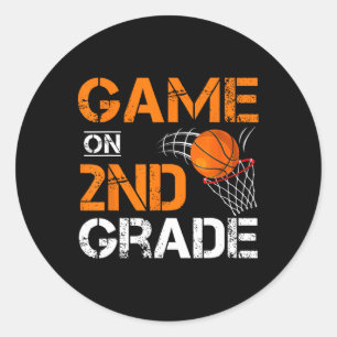 Fun Games On Second Grade Basketball First Day Of Classic Round Sticker