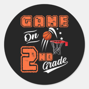 Fun Games On Second Grade Basketball First Day Of  Classic Round Sticker