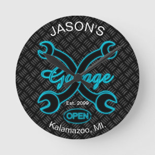 Fun Garage Wall Clock w Vintage S-Wrenches