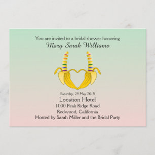 Fun Gay Banana Heart Bridal Shower Invitation