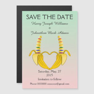 Fun Gay Banana Heart Wedding Save The Date Magnetic Invitation
