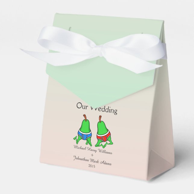 Fun Gay Pair or Pears Wedding Favour Favour Box (Front Side)