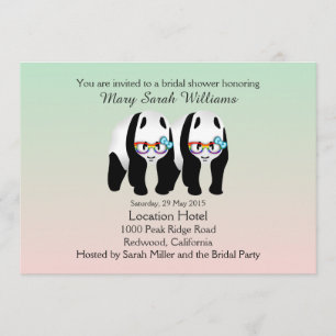 Fun Gay Pandas Bear Bridal Shower Invitation