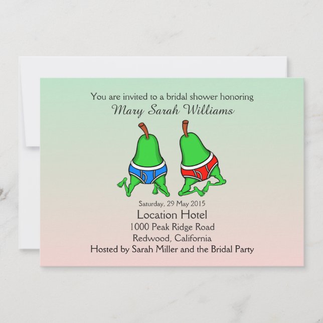 Fun Gay Pear Bridal Shower Invitation (Front)