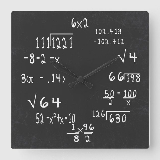 Fun Geek Math Square Wall Clock (Front)