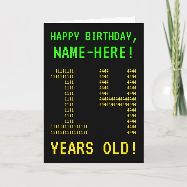 Fun, Geeky, Nerdy "14 YEARS OLD!" Birthday Card (Front)