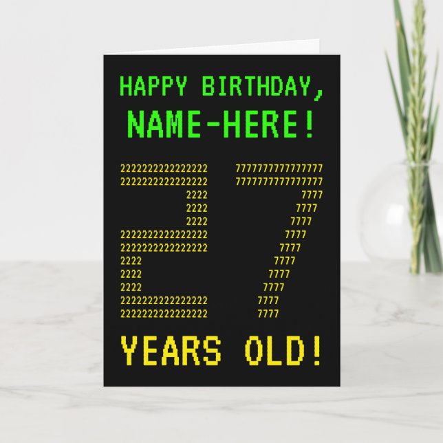 Fun, Geeky, Nerdy "27 YEARS OLD!" Birthday Card (Front)
