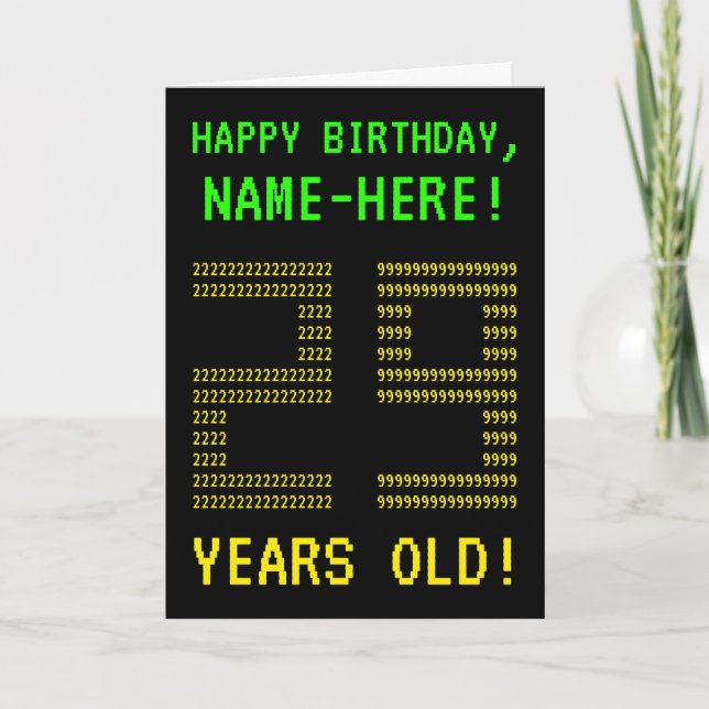 Fun, Geeky, Nerdy "29 YEARS OLD!" Birthday Card (Front)