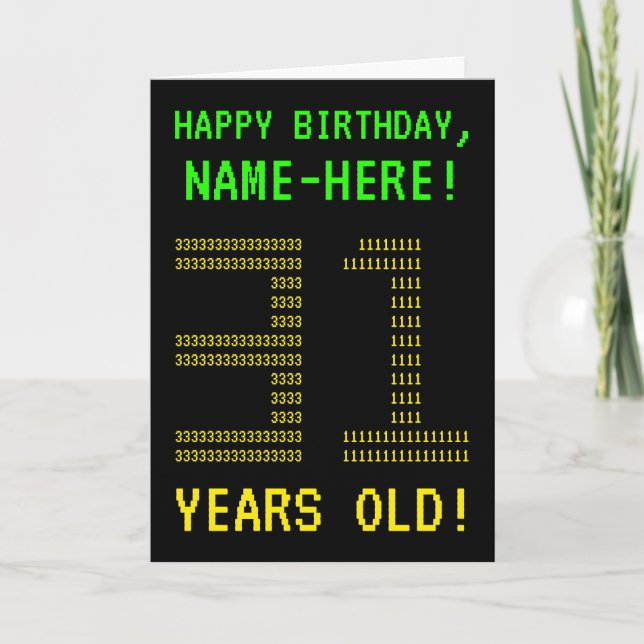 Fun, Geeky, Nerdy "31 YEARS OLD!" Birthday Card (Front)