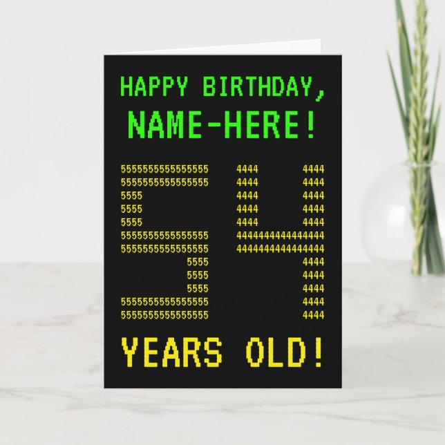 Fun, Geeky, Nerdy "54 YEARS OLD!" Birthday Card (Front)