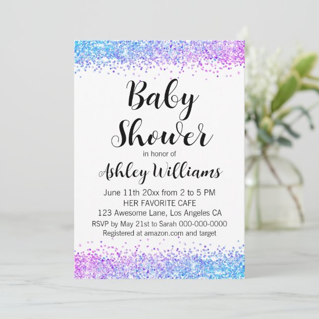 Fun Gender Reveal Sprinkle Baby Shower Invitations (Standing Front)