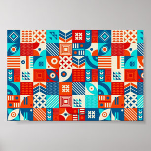 Fun Geometric Abstract Art Shapes Poster